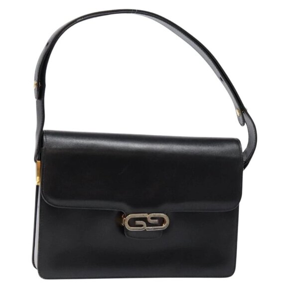 GUCCI Shoulder Bag Leather Black Gold Auth ep10326 - Picture 1 of 15